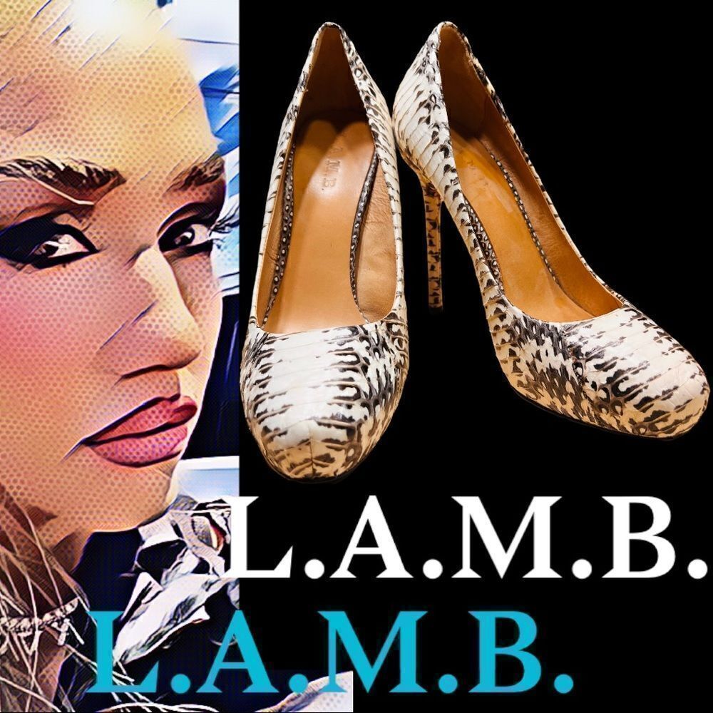 L.A.M.B.High Heel Snakeskin Pumps Size 8.5m Animal Print